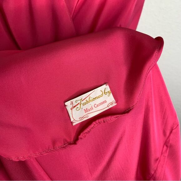 Vintage 80s Handmade Hot Pink Mini Dress & Overlay Jacket Set Size Small - Picture 8 of 12